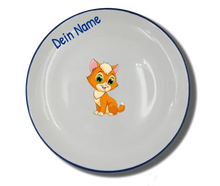 Handgemachter Teller (Ø 20cm) "Katze" Natur mit Wunschname