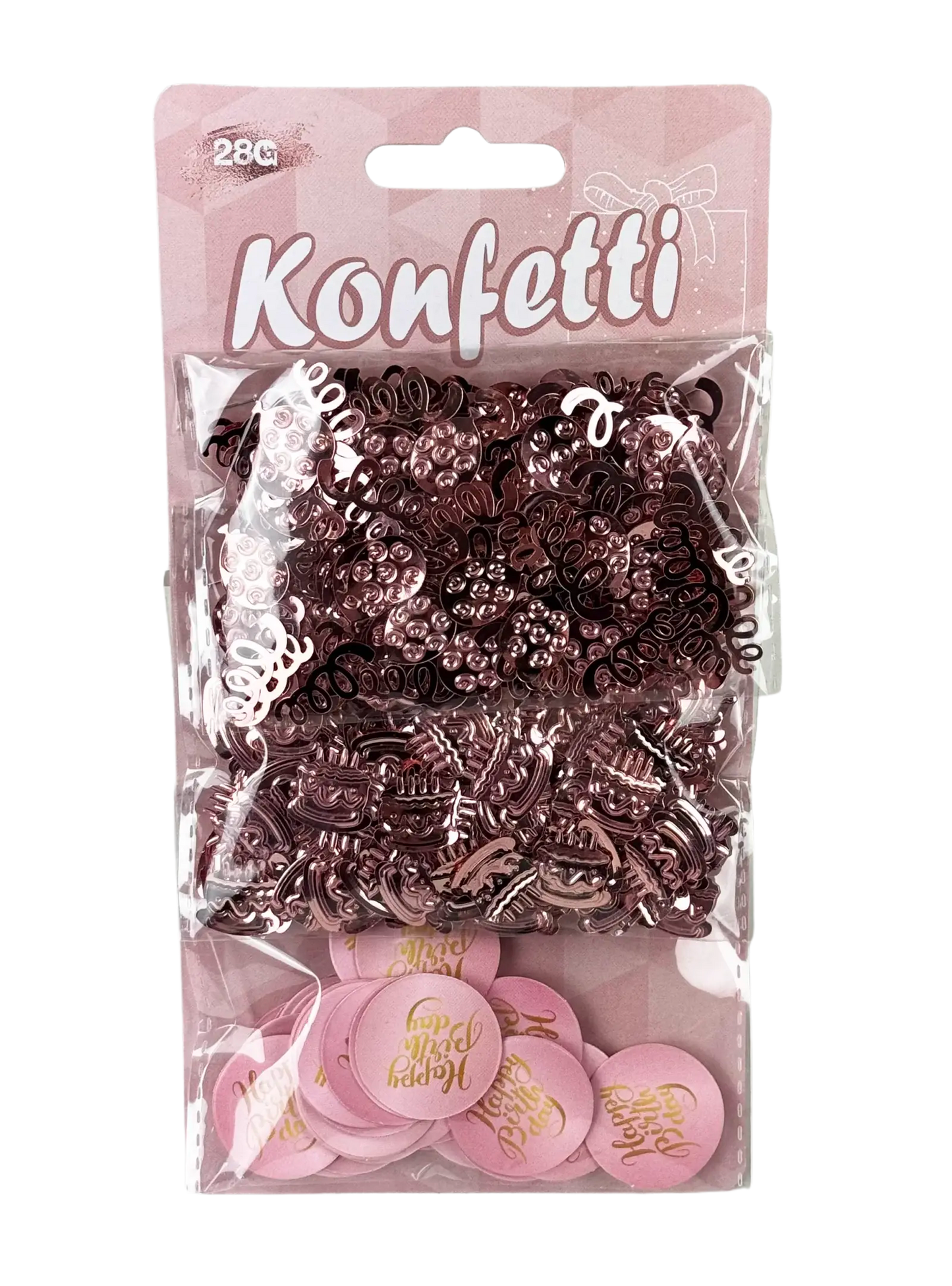 Konfetti "Happy Birthday" in rosa/gold