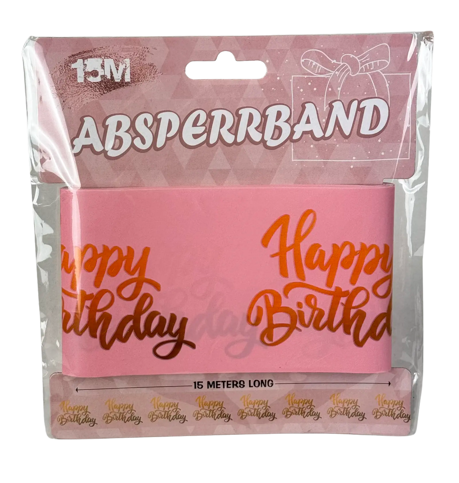 Absperrband "Happy Birthday" in rosa/gold
