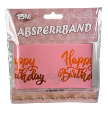 Absperrband "Happy Birthday" in rosa/gold