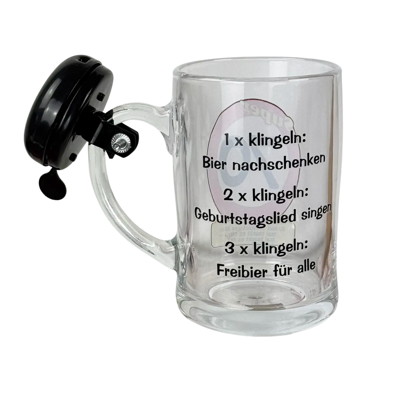 Bierkrug mit Klingel “70. Geburtstag” Rückseite