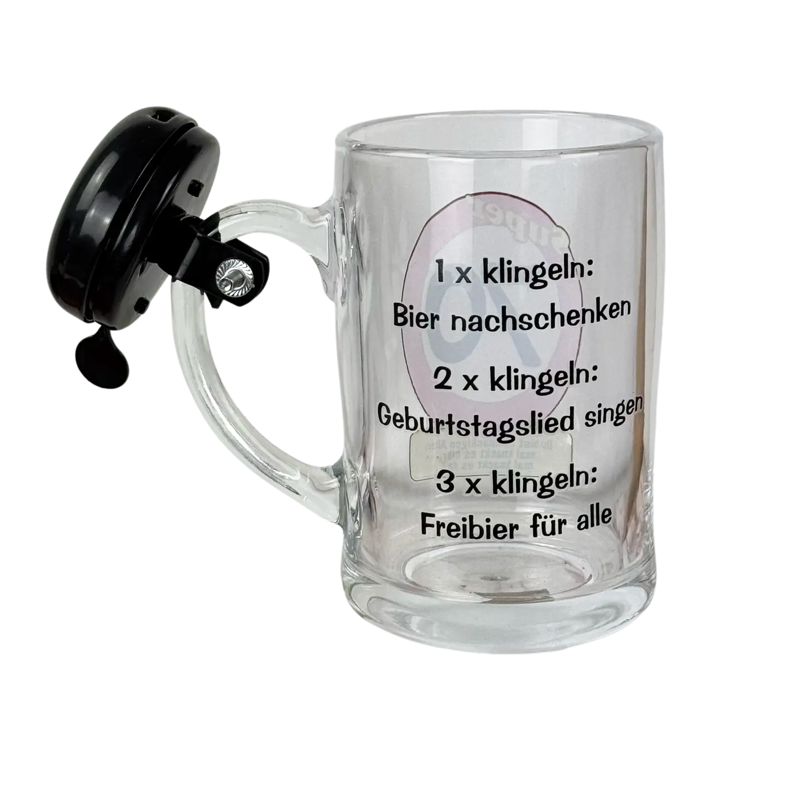 Bierkrug mit Klingel “70. Geburtstag” Rückseite