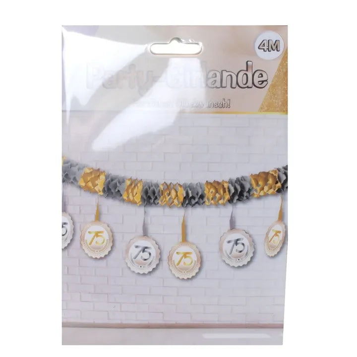 Party-Girlande zum 75. Geburtstag Gold Silber