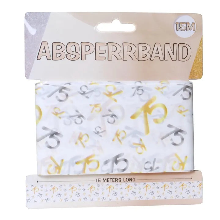 Absperrband zum 75. Geburtstag Gold Silber
