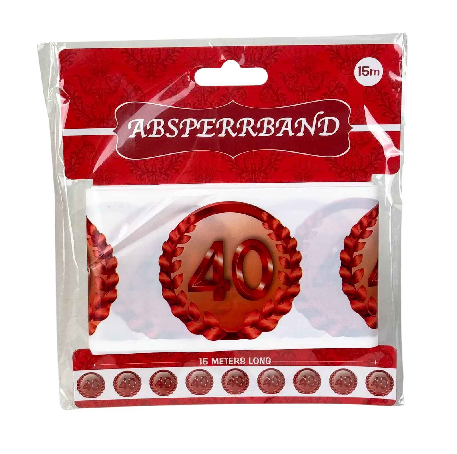 Absperrband mit Zahl "40" in Rot