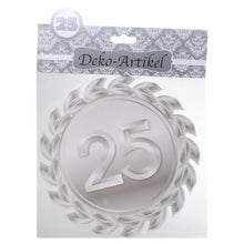 Schild zum 25. Jubiläum in Silber