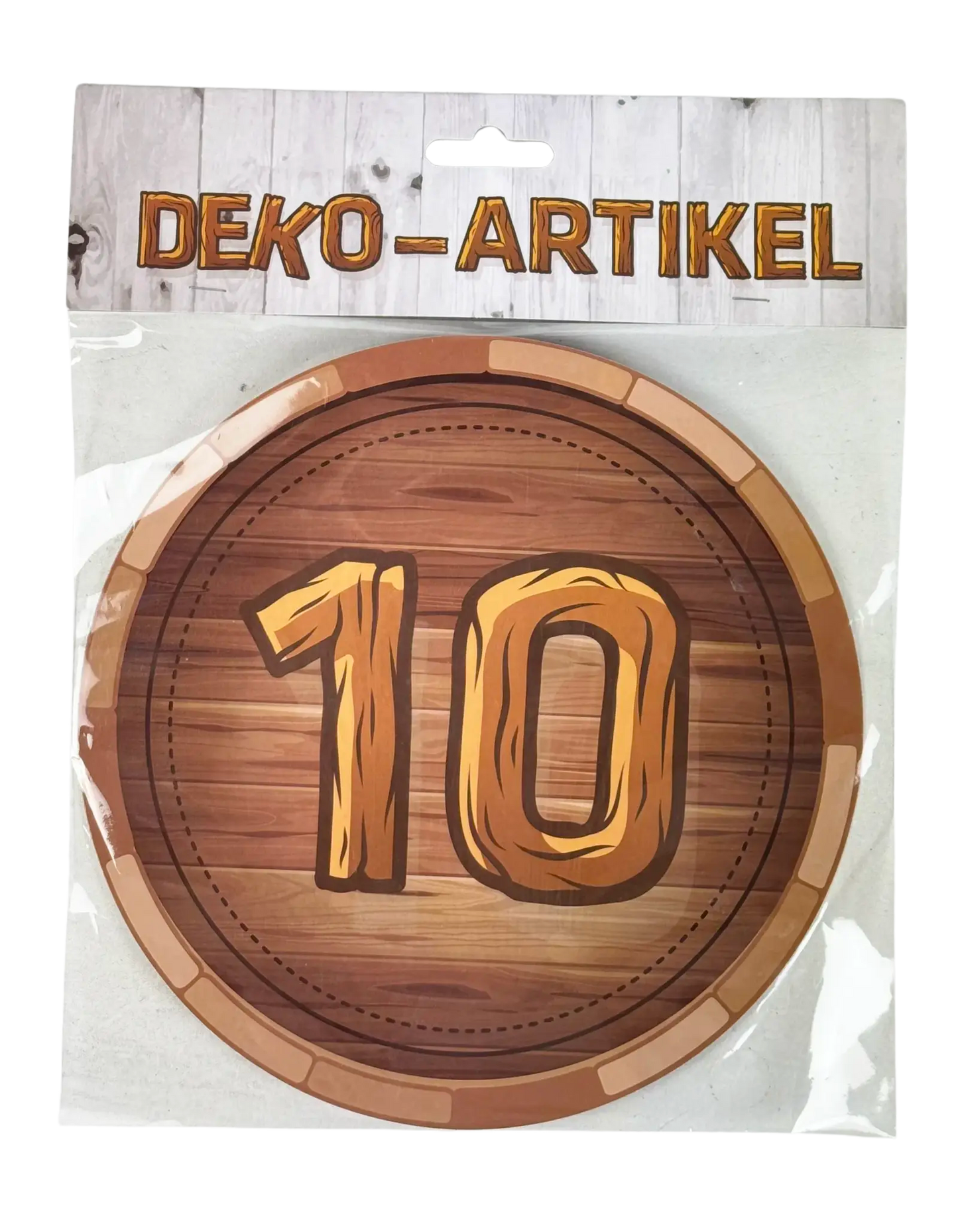 Schild zum 10. Jubiläum in Holzoptik