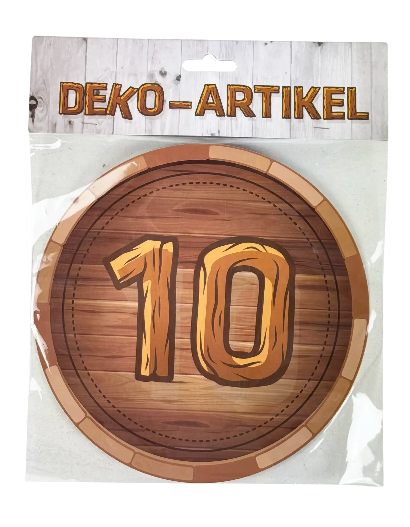 Schild zum 10. Jubiläum in Holzoptik