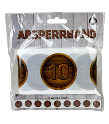 Absperrband mit Zahl "10" in Holzoptik