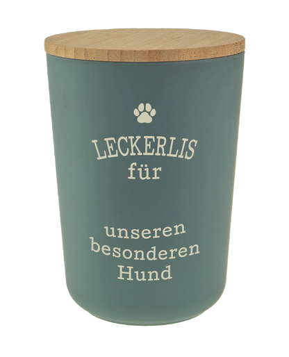 Personalisierte Vorratsdose für Hundeleckerlis mit Namen und Sprüchen