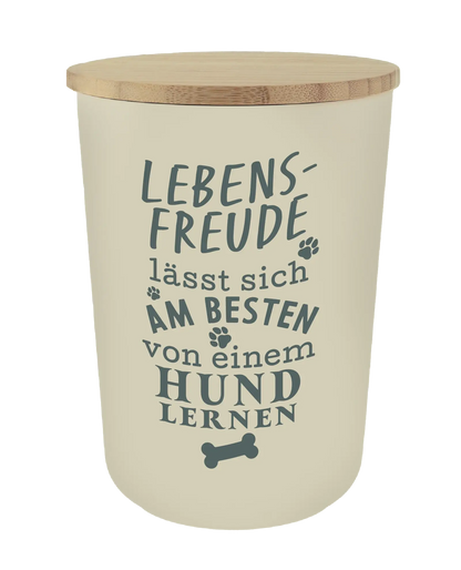 Personalisierte Vorratsdose für Hundeleckerlis mit Namen und Sprüchen