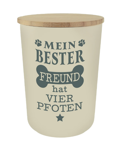 Personalisierte Vorratsdose für Hundeleckerlis mit Namen und Sprüchen