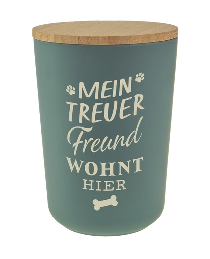 Personalisierte Vorratsdose für Hundeleckerlis mit Namen und Sprüchen