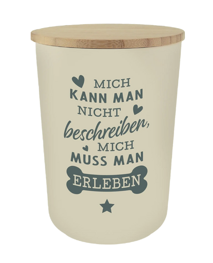 Personalisierte Vorratsdose für Hundeleckerlis mit Namen und Sprüchen