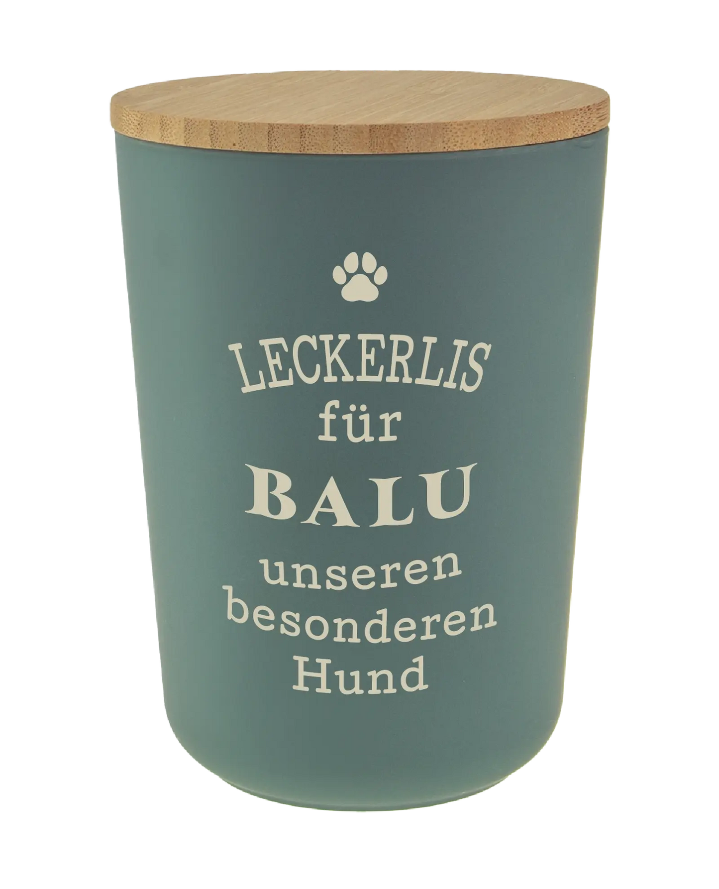 Personalisierte Vorratsdose für Hundeleckerlis mit Namen und Sprüchen