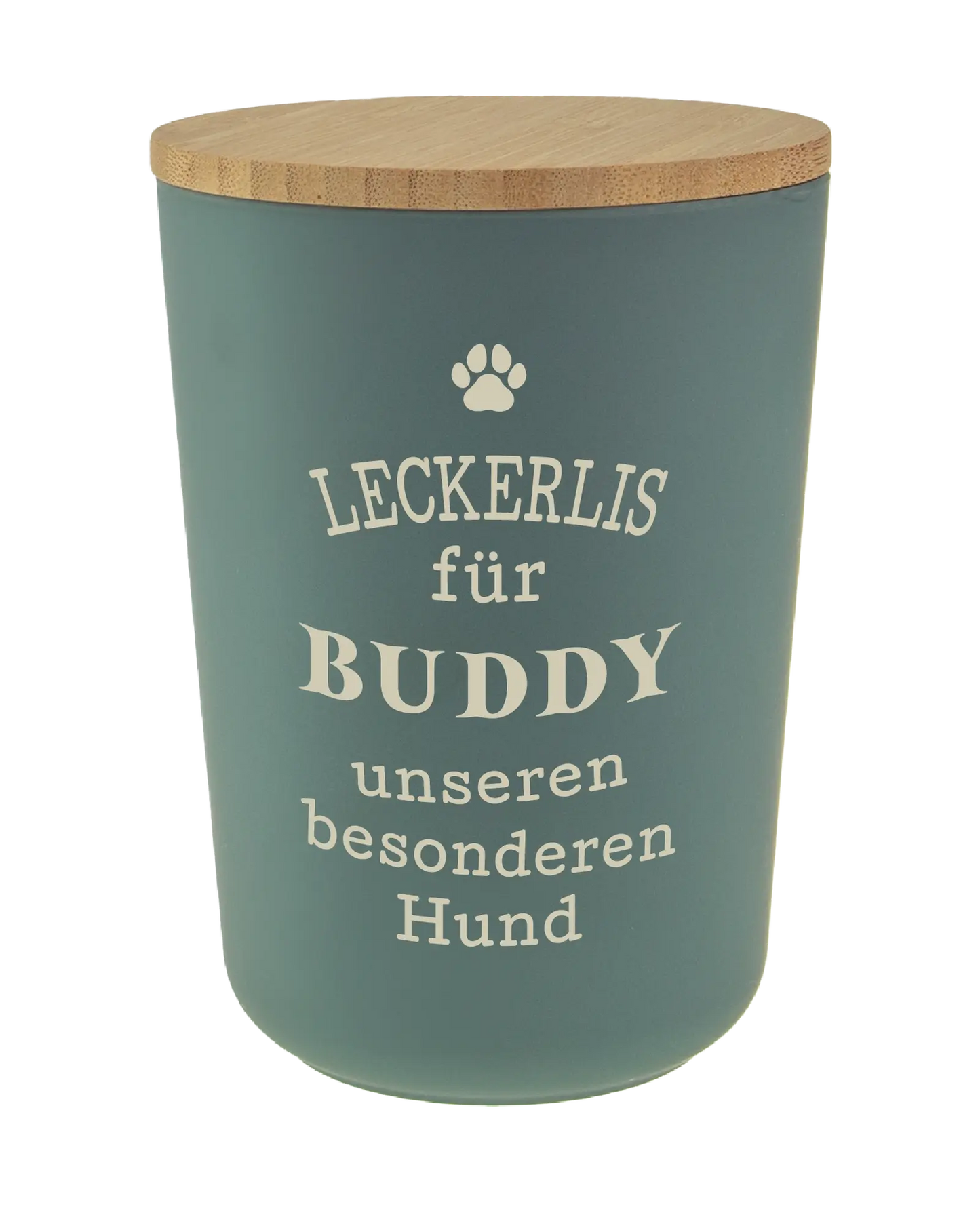 Personalisierte Vorratsdose für Hundeleckerlis mit Namen und Sprüchen
