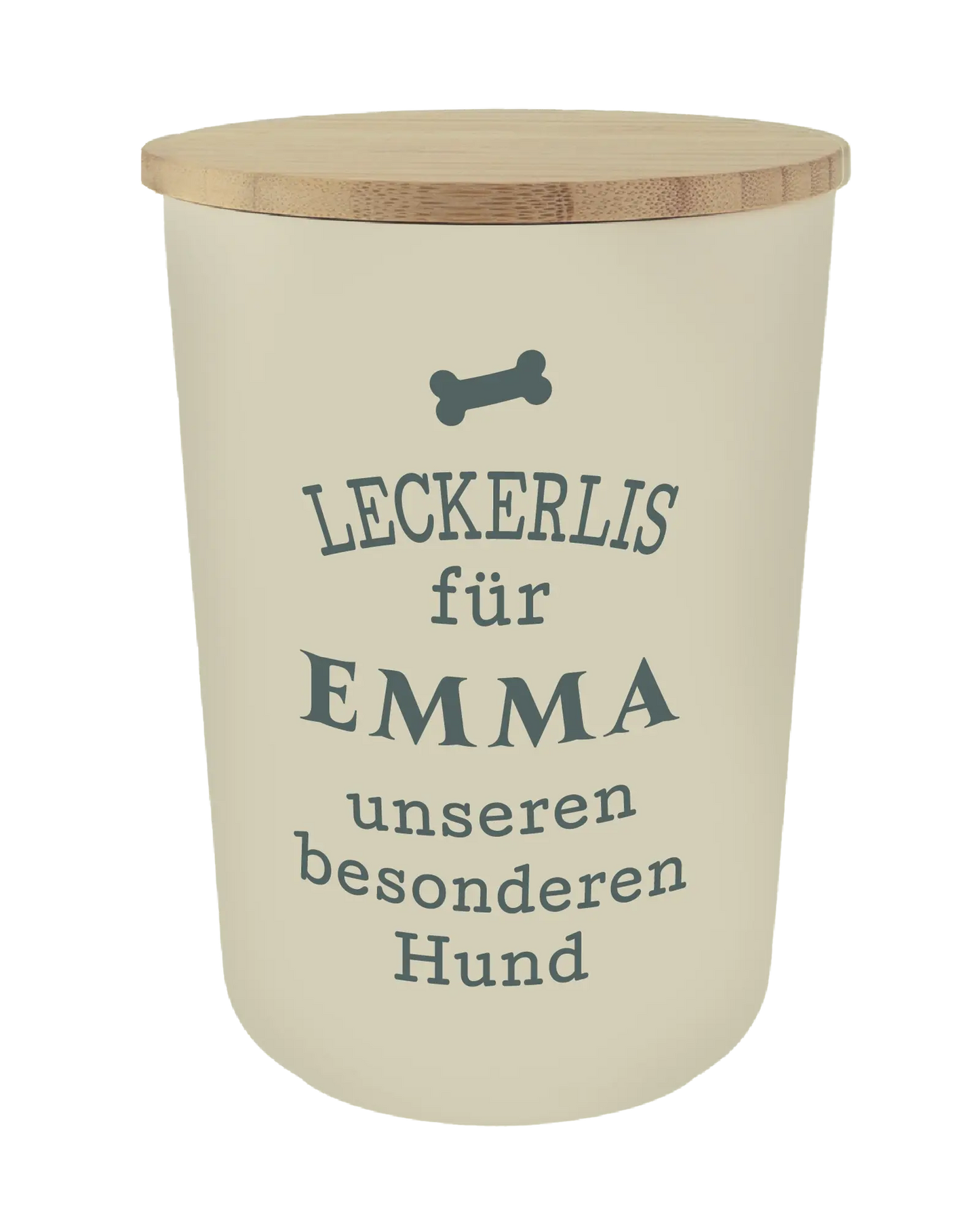 Personalisierte Vorratsdose für Hundeleckerlis mit Namen und Sprüchen