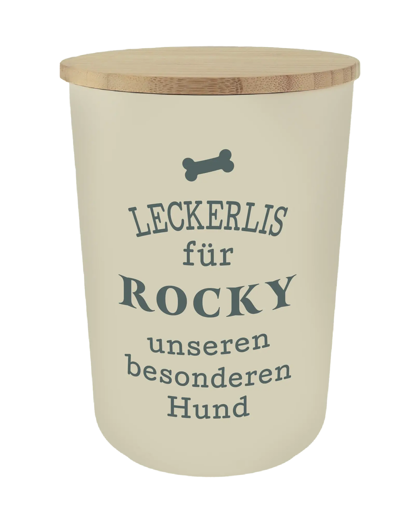 Personalisierte Vorratsdose für Hundeleckerlis mit Namen und Sprüchen