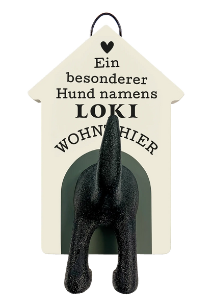 Personalisierter Leinenhalter mit Namen und Sprüchen
