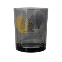 Windlicht "Ginkgo" in Grau/Gold
