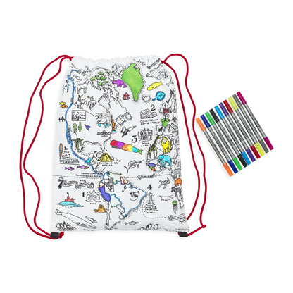Turnbeutel "Weltkarte" zum Ausmalen & Lernen