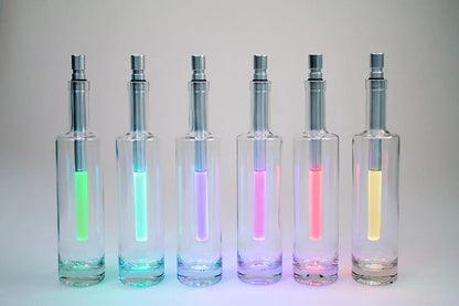 RGB LED Flaschenlampe, Farbbeispiel in Flaschen
