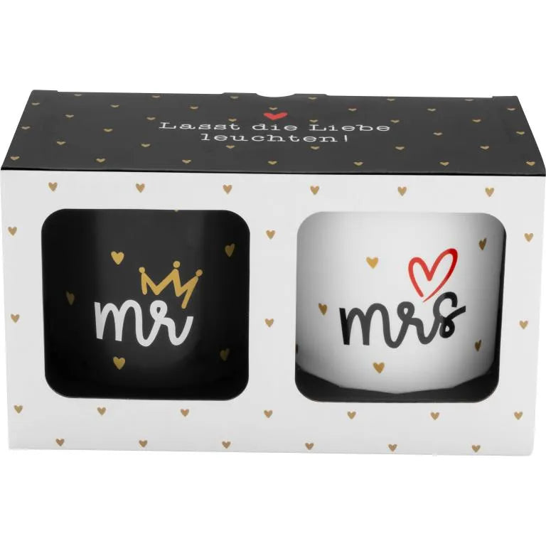 Sheepworld Kerzen-Set "mr & mrs" mit Vanilleduft, bestehend aus zwei Kerzen