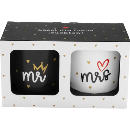 Sheepworld Kerzen-Set "mr & mrs" mit Vanilleduft, bestehend aus zwei Kerzen