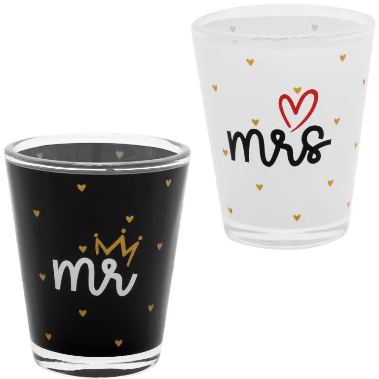 Sheepworld Schnapsglas-Set "mr & mrs", bestehend aus zwei Gläsern, mit Golddruck, in schicker Geschenkbanderole