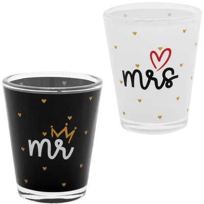 Sheepworld Schnapsglas-Set "mr & mrs", bestehend aus zwei Gläsern, mit Golddruck, in schicker Geschenkbanderole