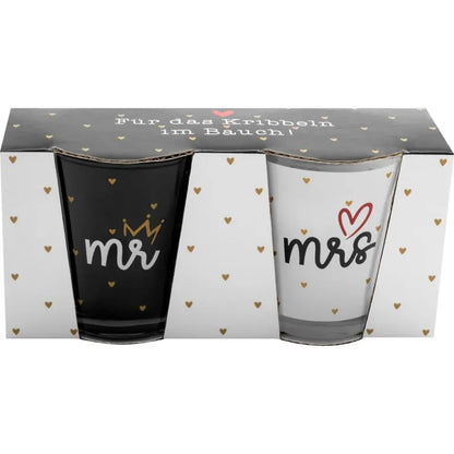 Sheepworld Schnapsglas-Set "mr & mrs", bestehend aus zwei Gläsern, mit Golddruck, in schicker Geschenkbanderole