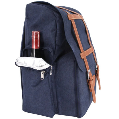 Picknickrucksack "Escapade" für 4 Personen, zeigt seitlich die isolierte Flaschentasche