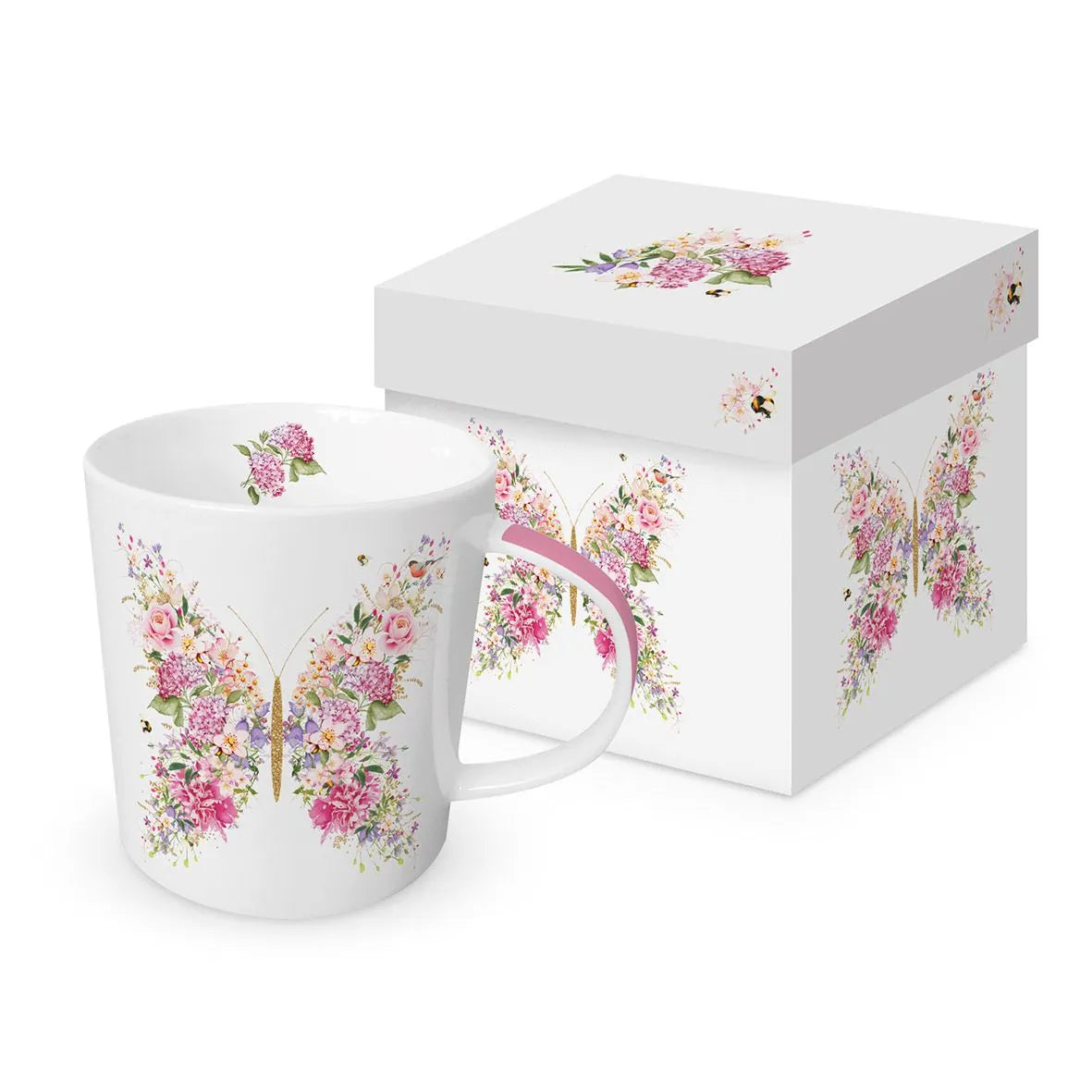 ppd Tasse "Papillon et fleurs" in Geschenkbox