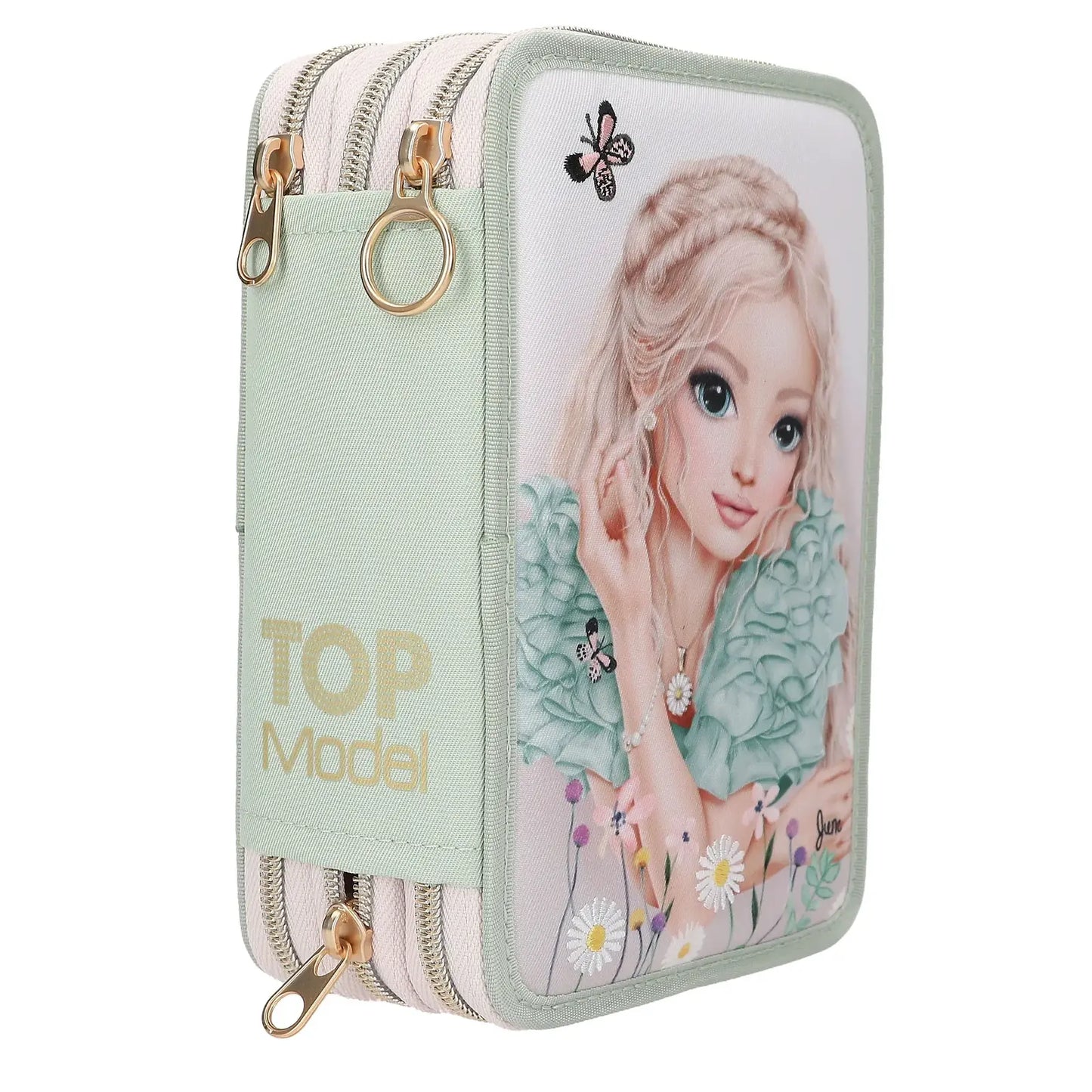 TOPModel 3-Fach Federtasche SUMMER FEELING in salbeigrün