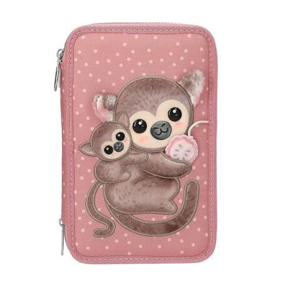 TOPModel 3-Fach Federtasche JUICY mit Affen-Applikation, Front