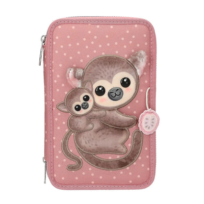 TOPModel 3-Fach Federtasche JUICY mit Affen-Applikation