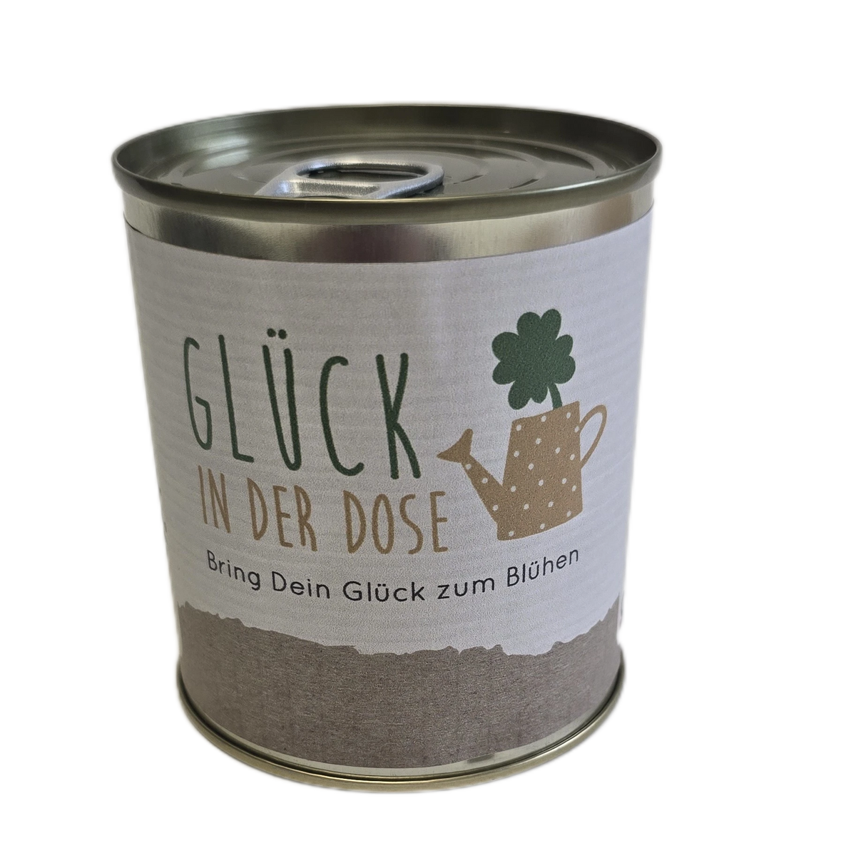 Glück in der Dose Vorderansicht der Dose