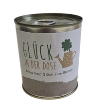 Glück in der Dose Vorderansicht der Dose