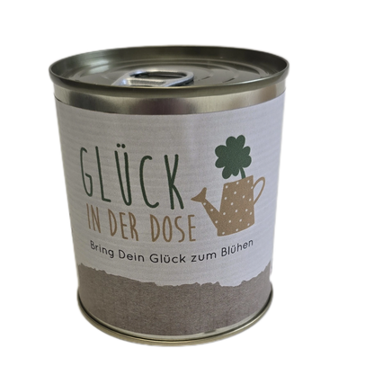 Glück in der Dose Vorderansicht der Dose