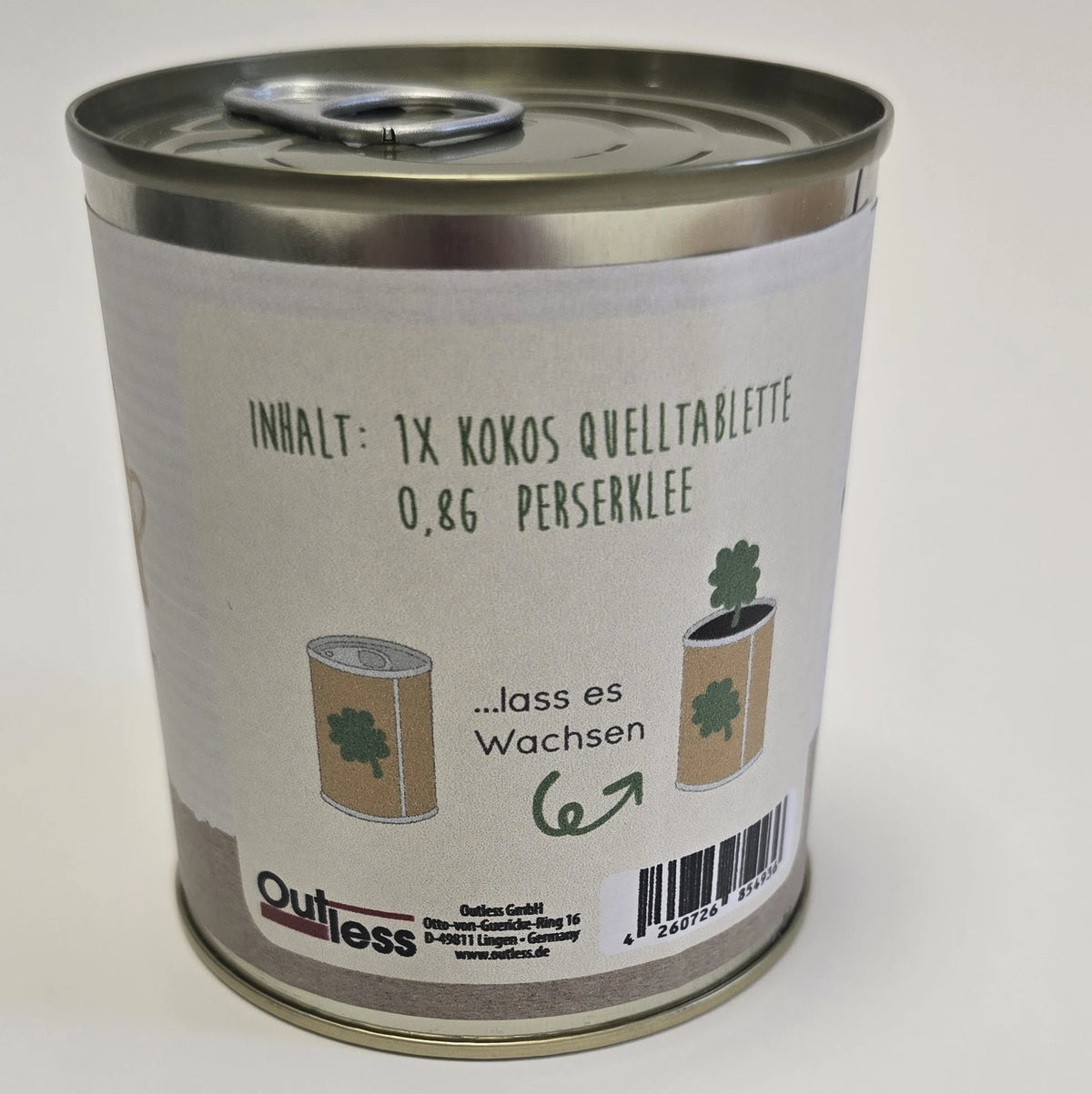 Glück in der Dose Inhalt:
1x Kokos Quelltablette
0,86 Perserklee