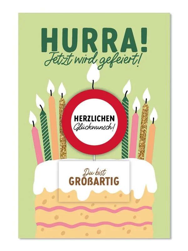 Grußkarte mit Kerze und Spruch
