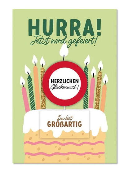 Grußkarte mit Kerze und Spruch