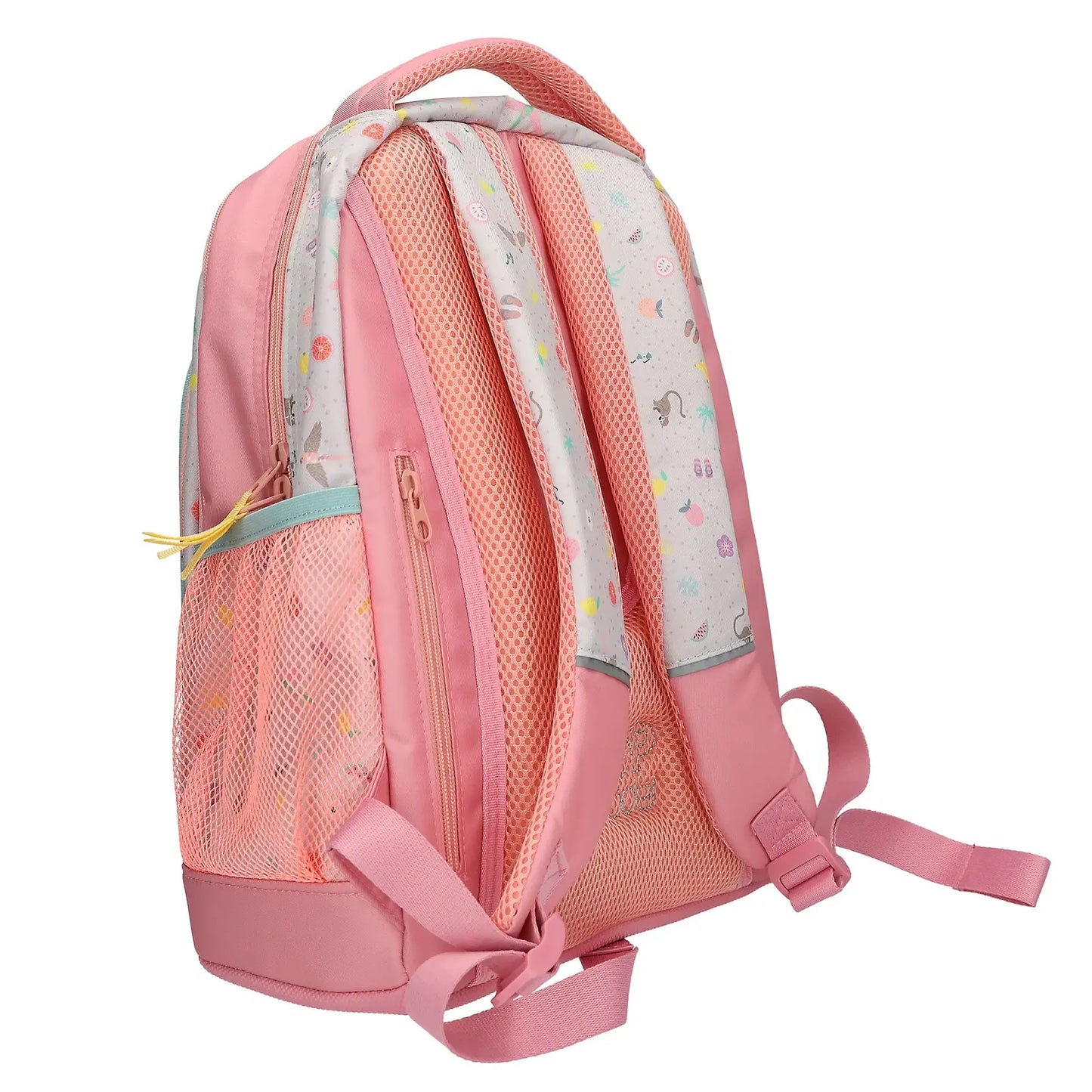 Zeigt den TOPModel Schulrucksack JUICY leicht seitlich von hinten