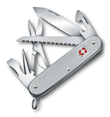 Zeigt das Schweizer Taschenmesser Farmer X Alox von Victornox mit ausgeklappten Werkzeugen