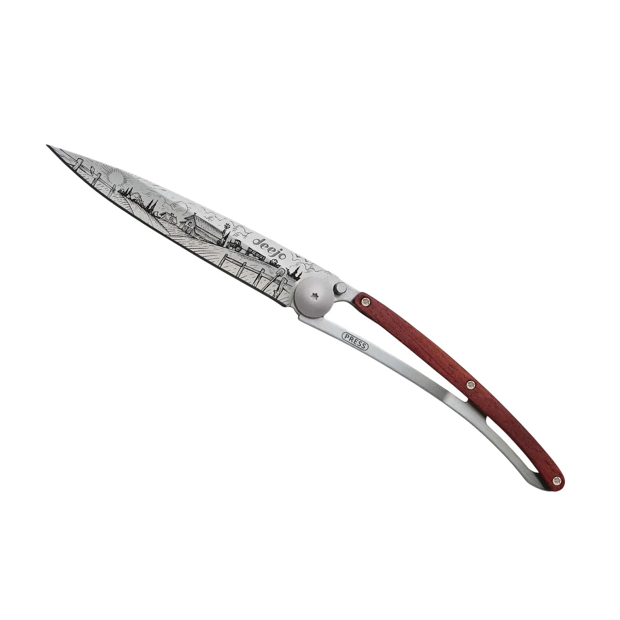 Deejo 37g - Taschenmesser mit Korallenholzgriff - Auf dem Bauernhof