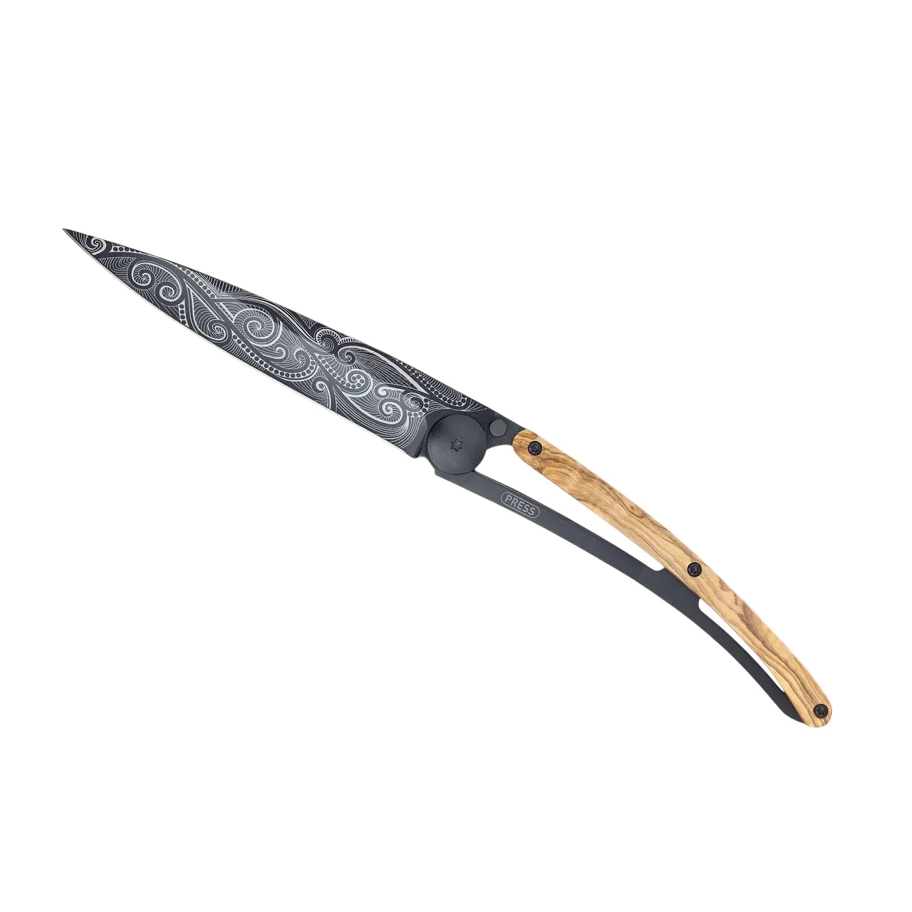 Deejo 37g - Taschenmesser mit Olivenholzgriff - Pazifik
