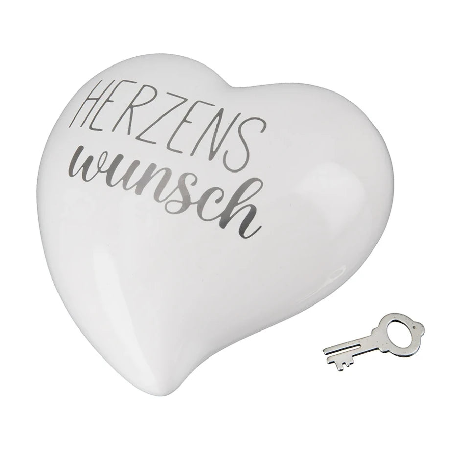 Herz-Spardose "Herzenswunsch" aus Porzellan