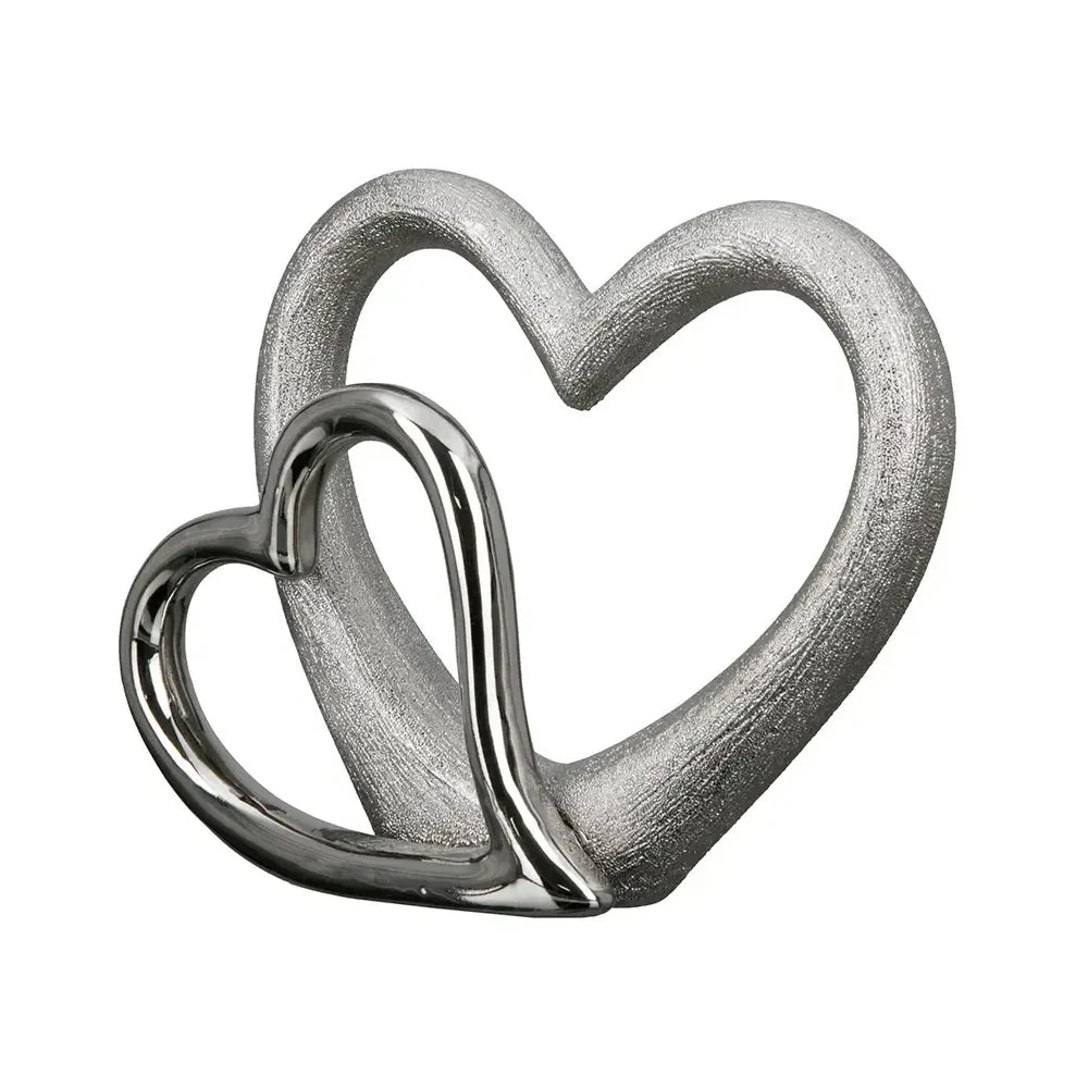 Porzellan Skulptur "Double Heart" Silber