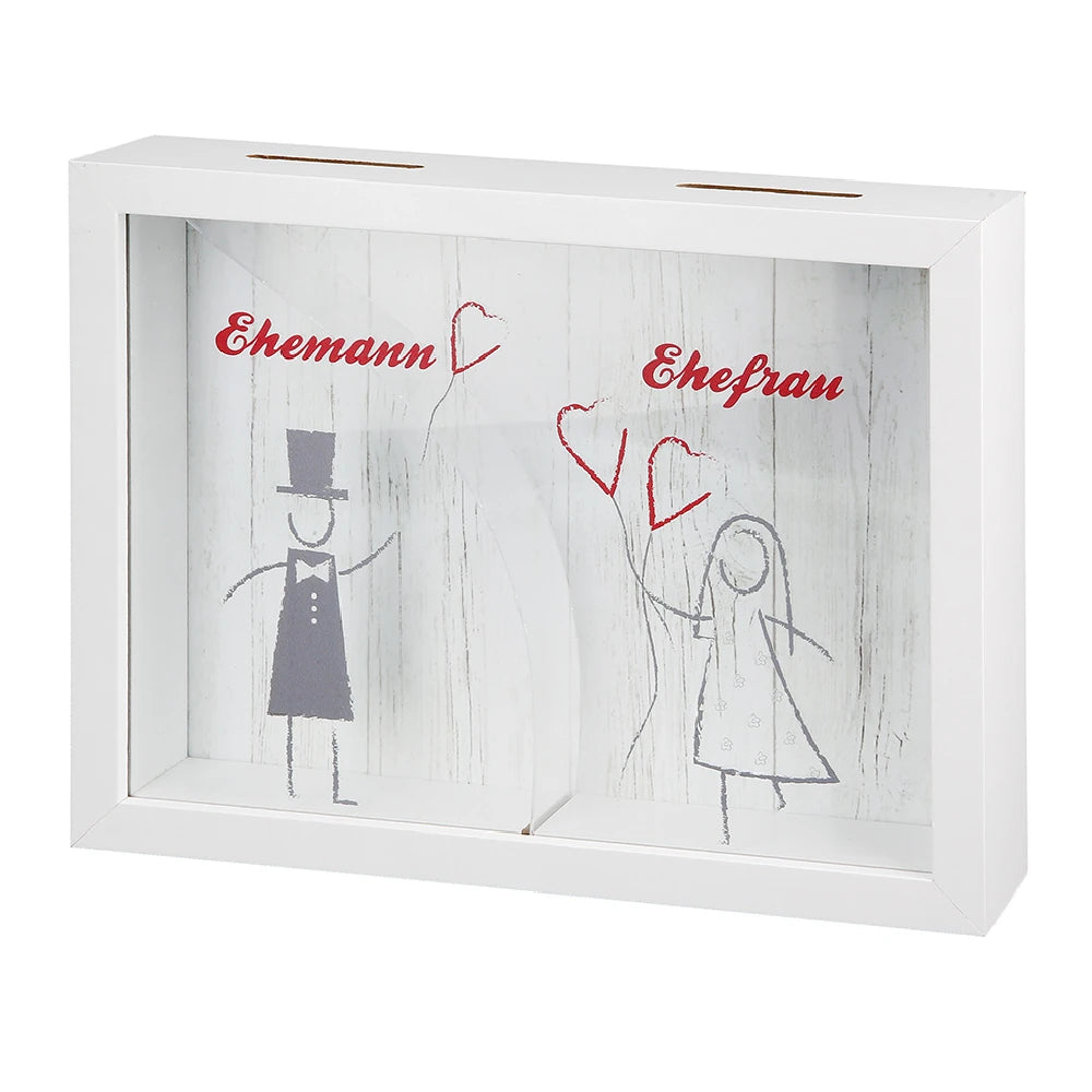 Spardose "Hochzeitspaar" mit Glasfront