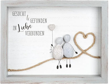 Steinbild „Liebe“ mit Spruch "Gesucht & Gefunden in Liebe verbunden"